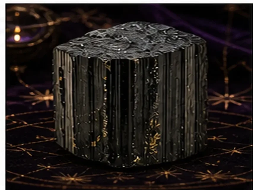 Turmalina negra real en estado mineral