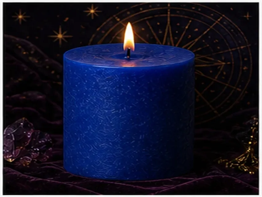 Vela azul real encendida