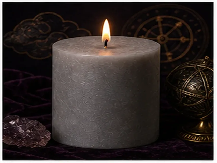 Vela gris real encendida