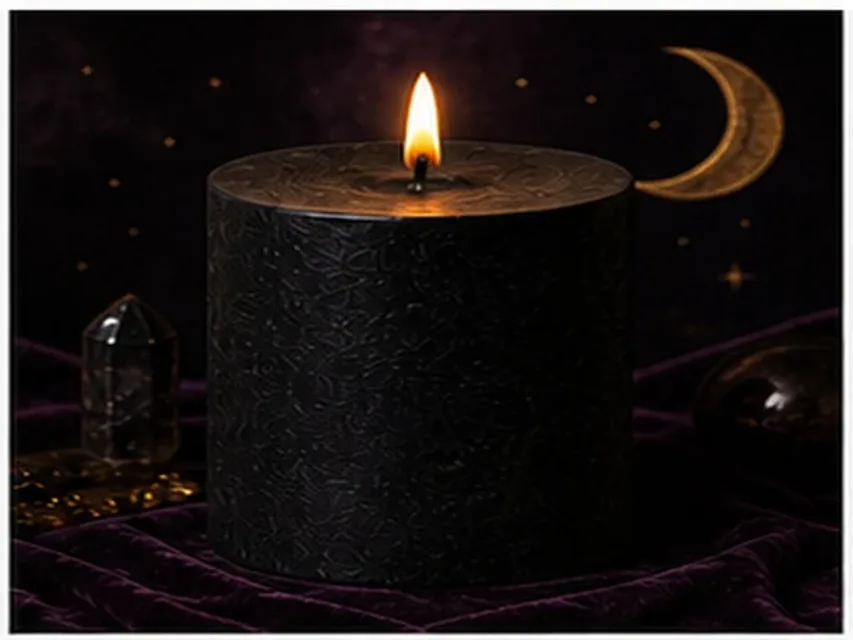 Vela negra real encendida