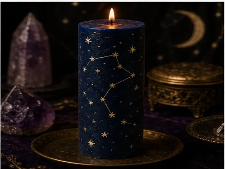 Velas astrales o zodiacales real encendida