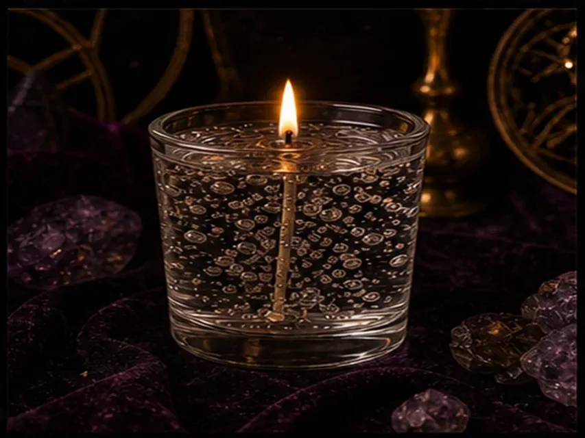 Velas de gel real encendida