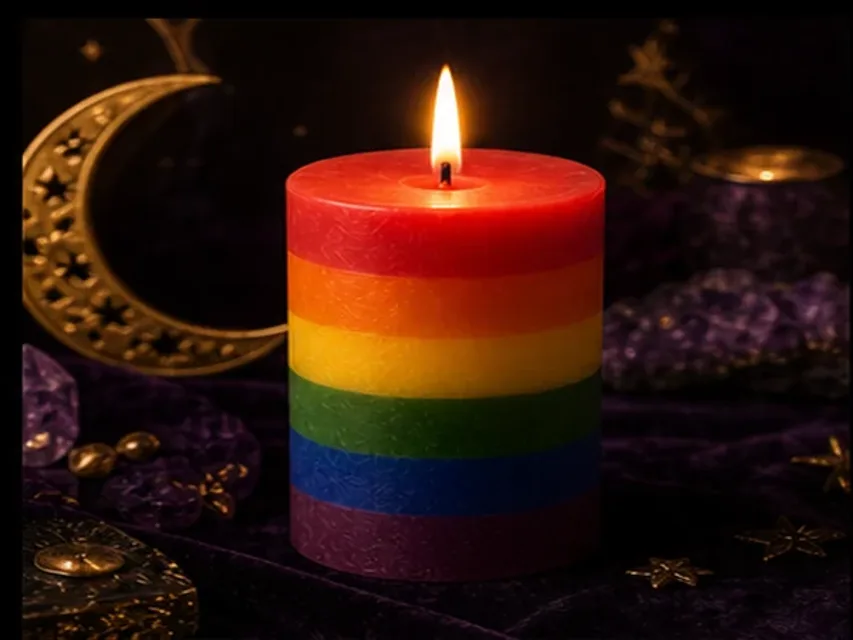 Velas multicolor real encendida