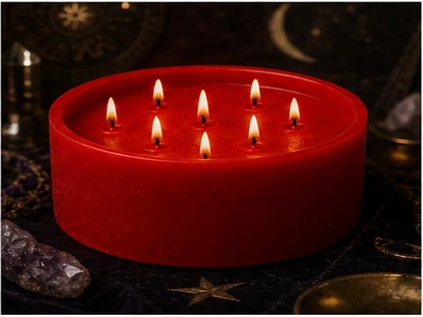 Velas de siete mechas real encendida